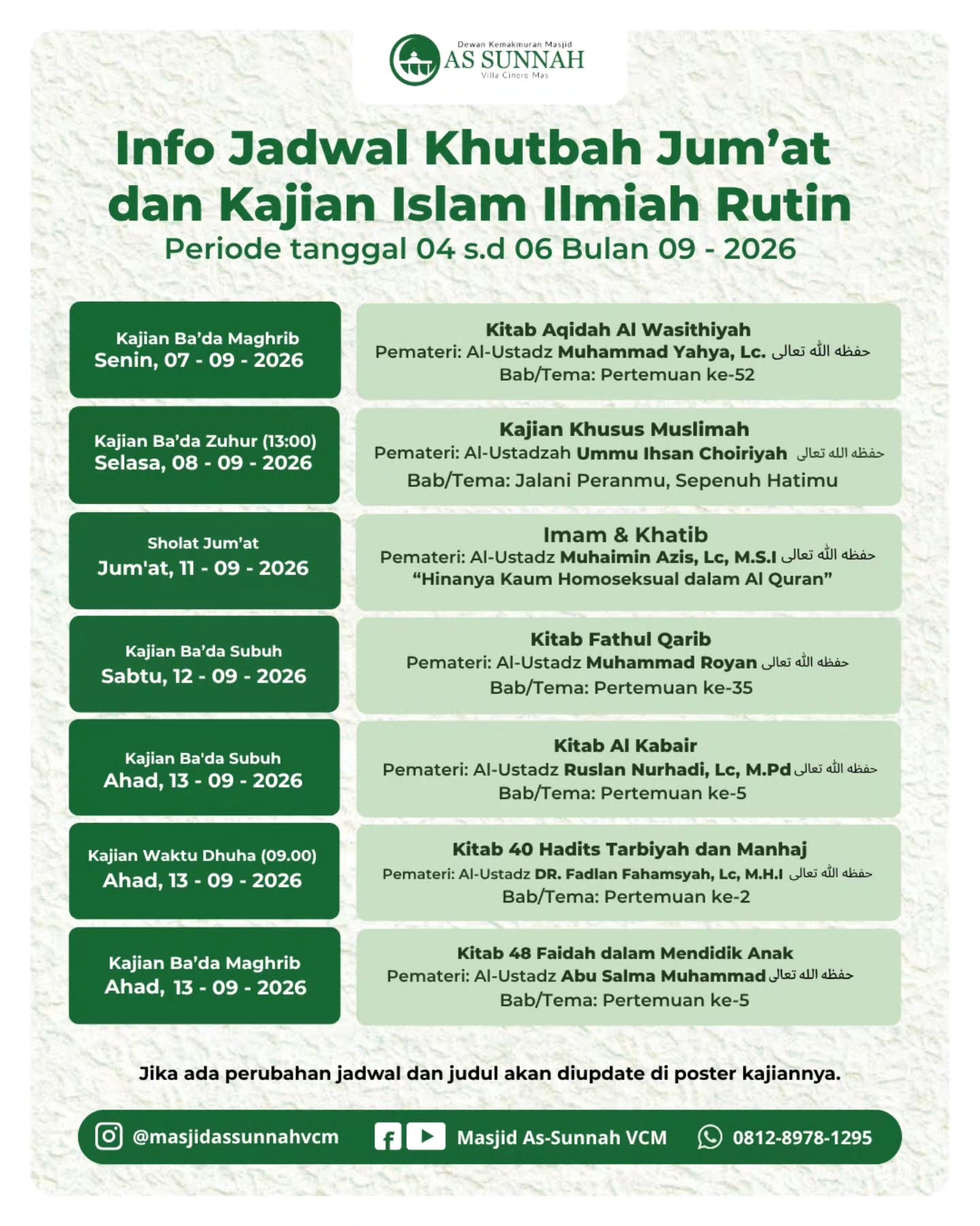 Poster asli dari @masjidassunnahvcm