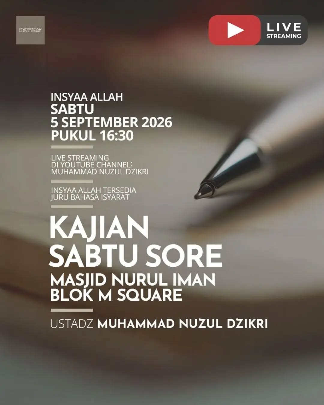 Poster asli dari @masjidnuruliman