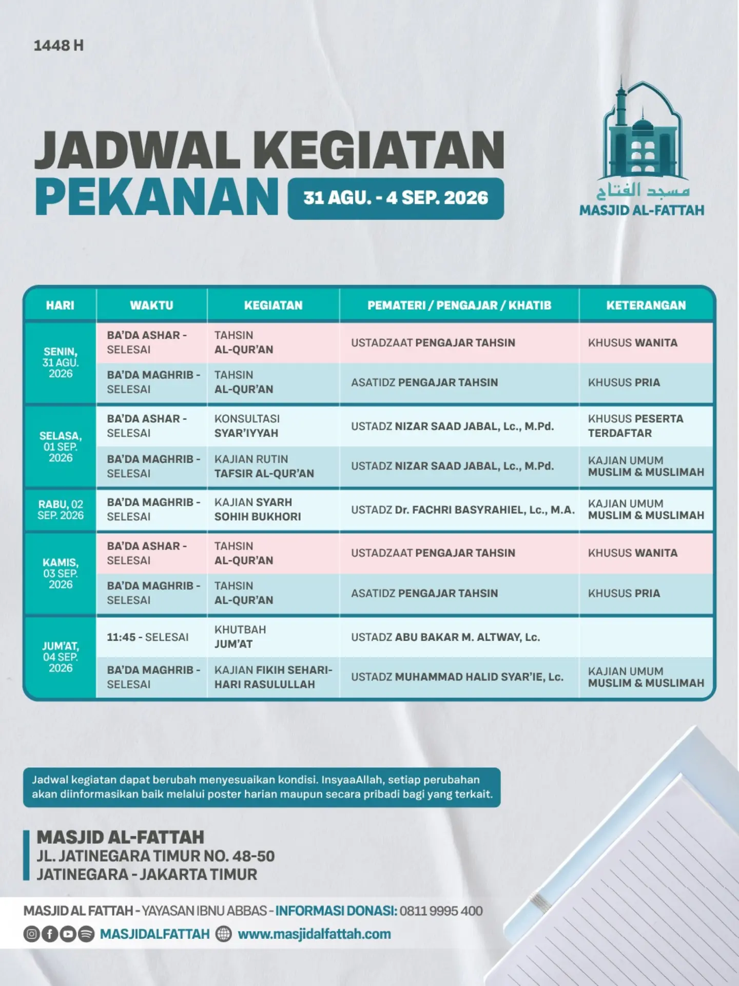 Poster asli dari @masjidalfattah