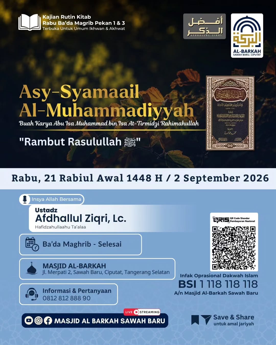 Poster asli dari @masjidalbarkah_sawahbaru