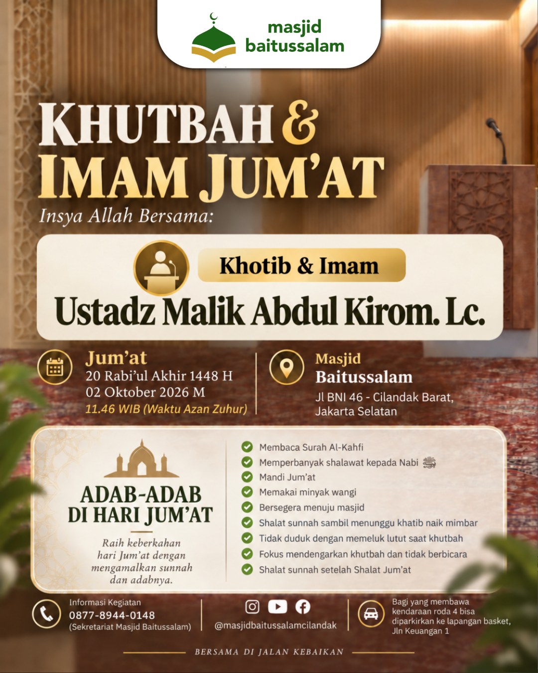 Poster asli dari @masjidbaitussalamcilandak