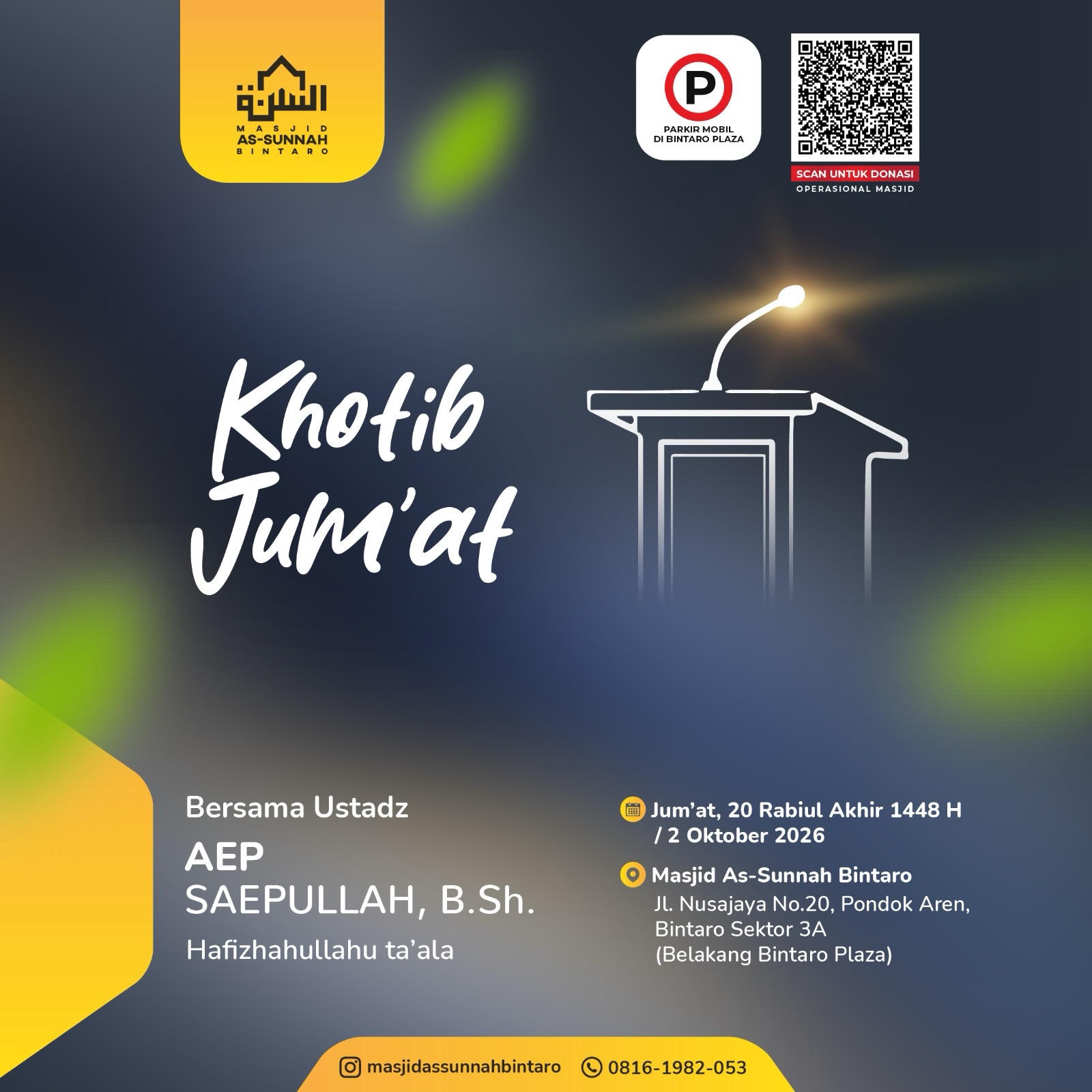 Poster asli dari @masjidassunnahbintaro
