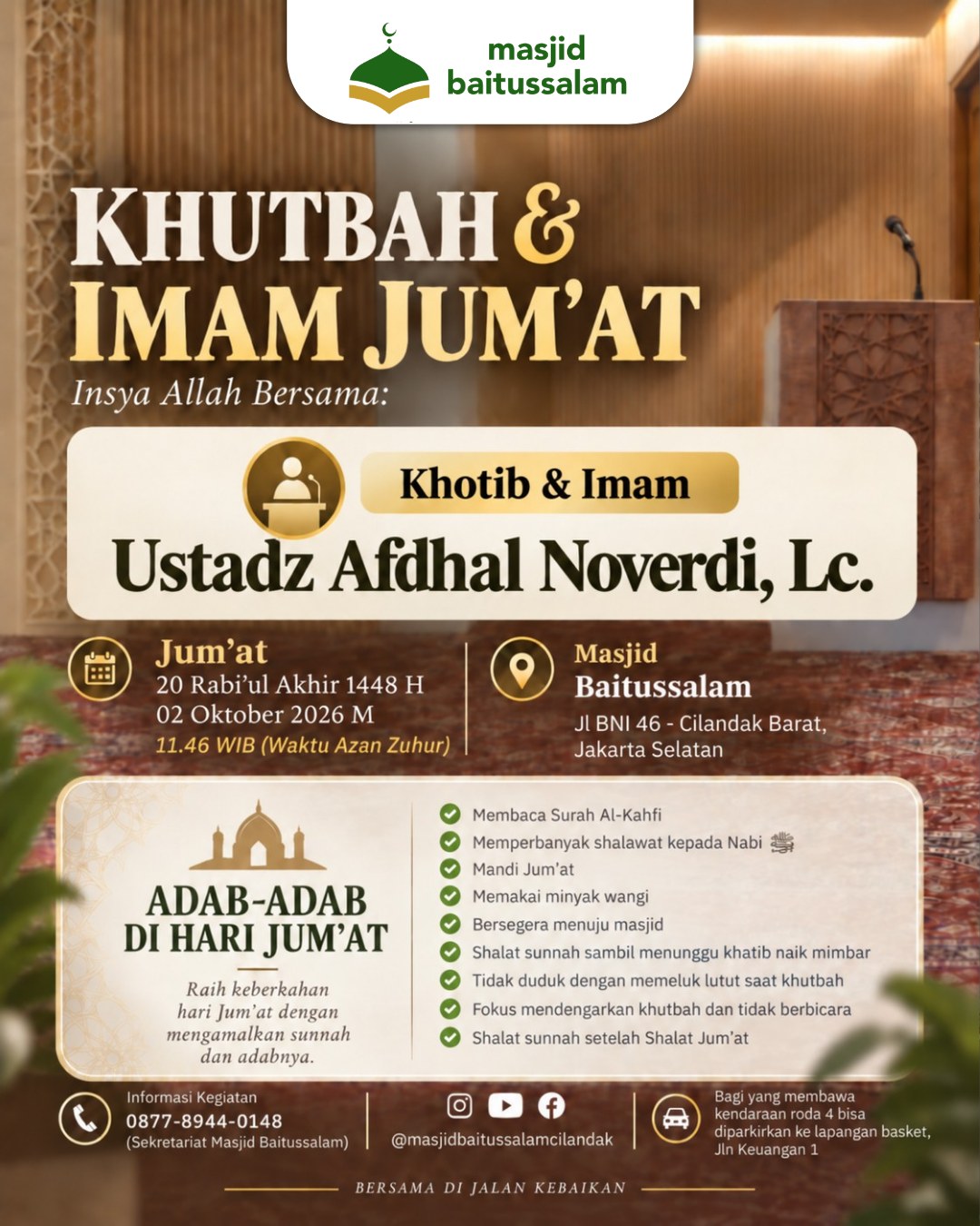 Poster asli dari @masjidbaitussalamcilandak