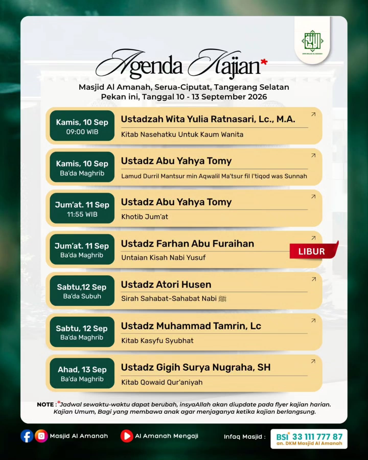 Poster asli dari @masjidalamanah