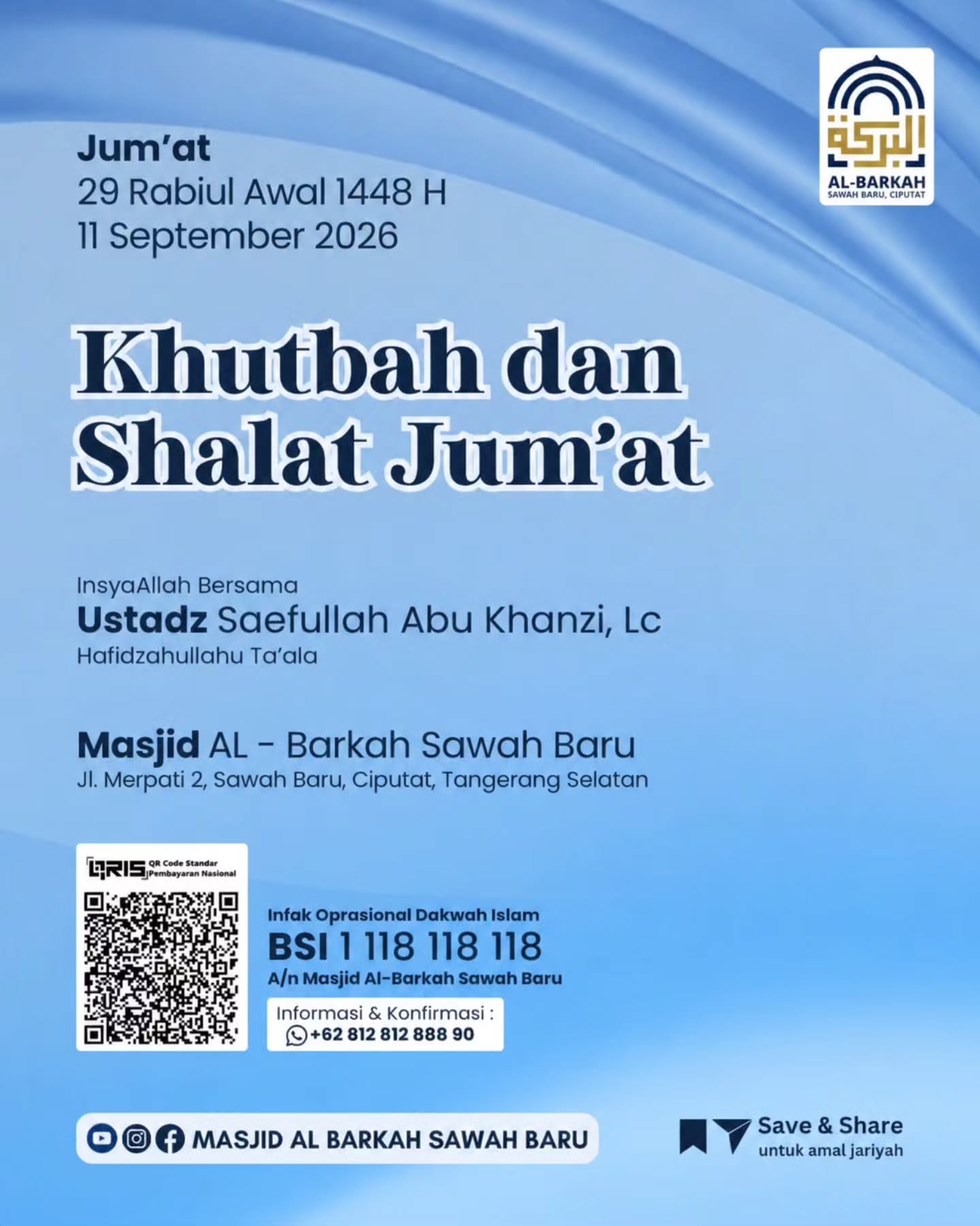 Poster asli dari @masjidalbarkah_sawahbaru