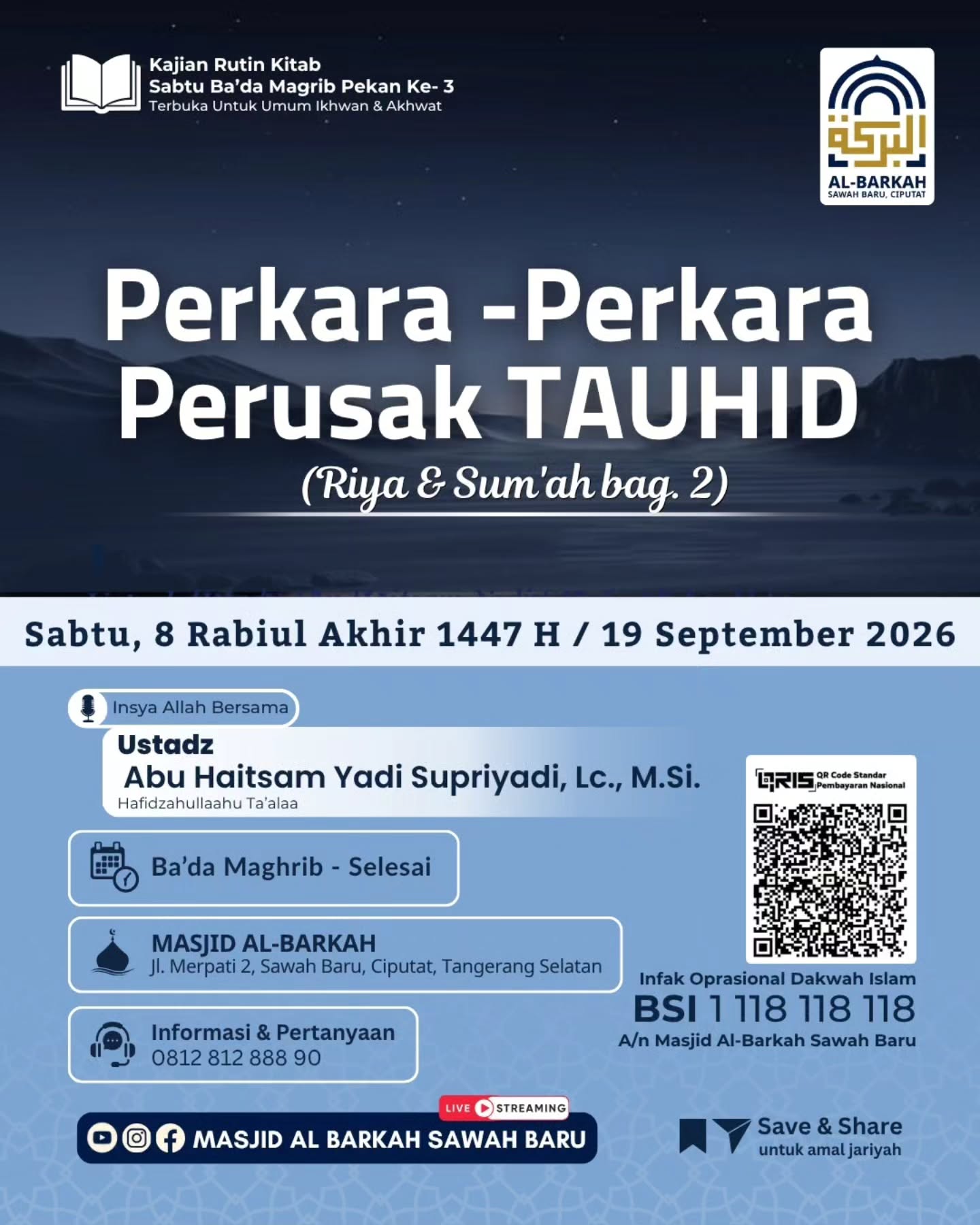 Poster asli dari @masjidalbarkah_sawahbaru