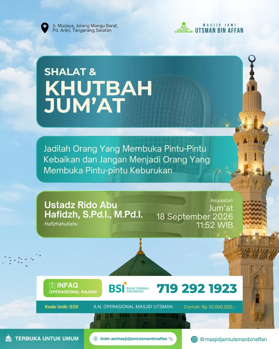 Poster asli dari @masjidjamiutsmanbinaffan