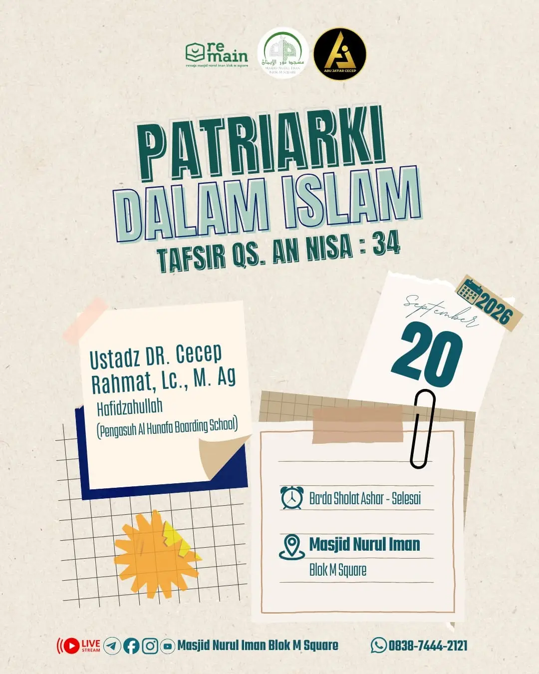 Poster asli dari @masjidnuruliman