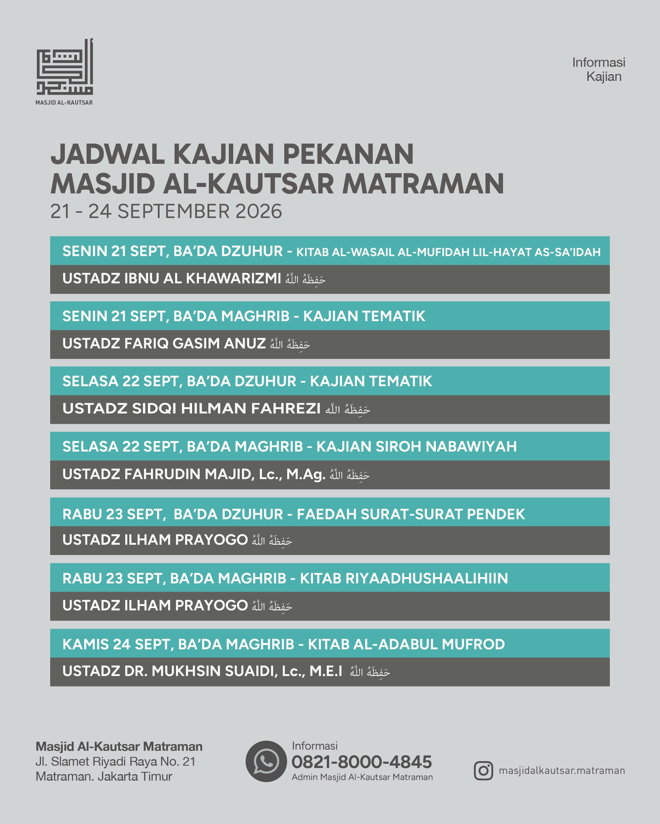 Poster asli dari @masjidalkautsar.matraman