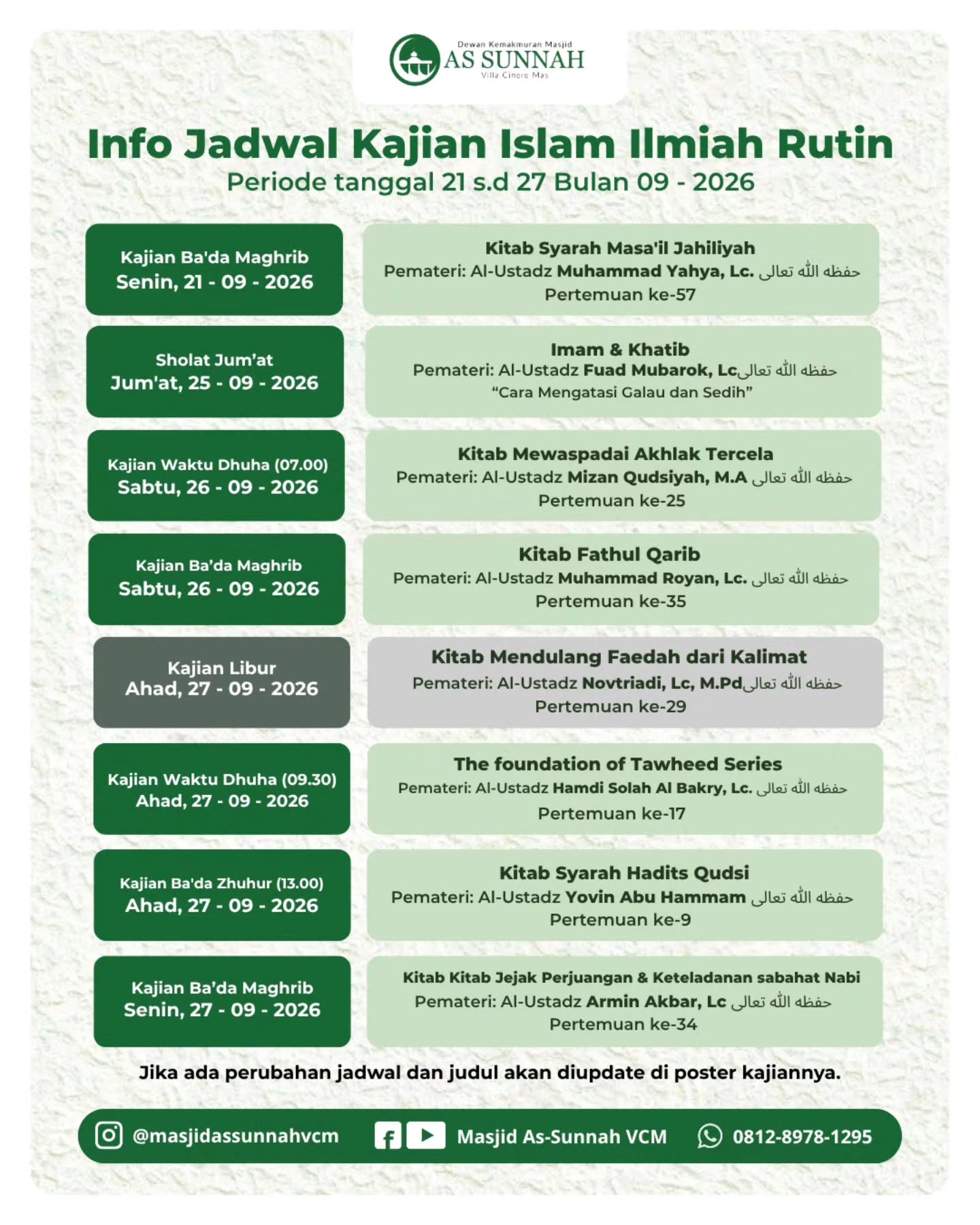 Poster asli dari @masjidassunnahvcm