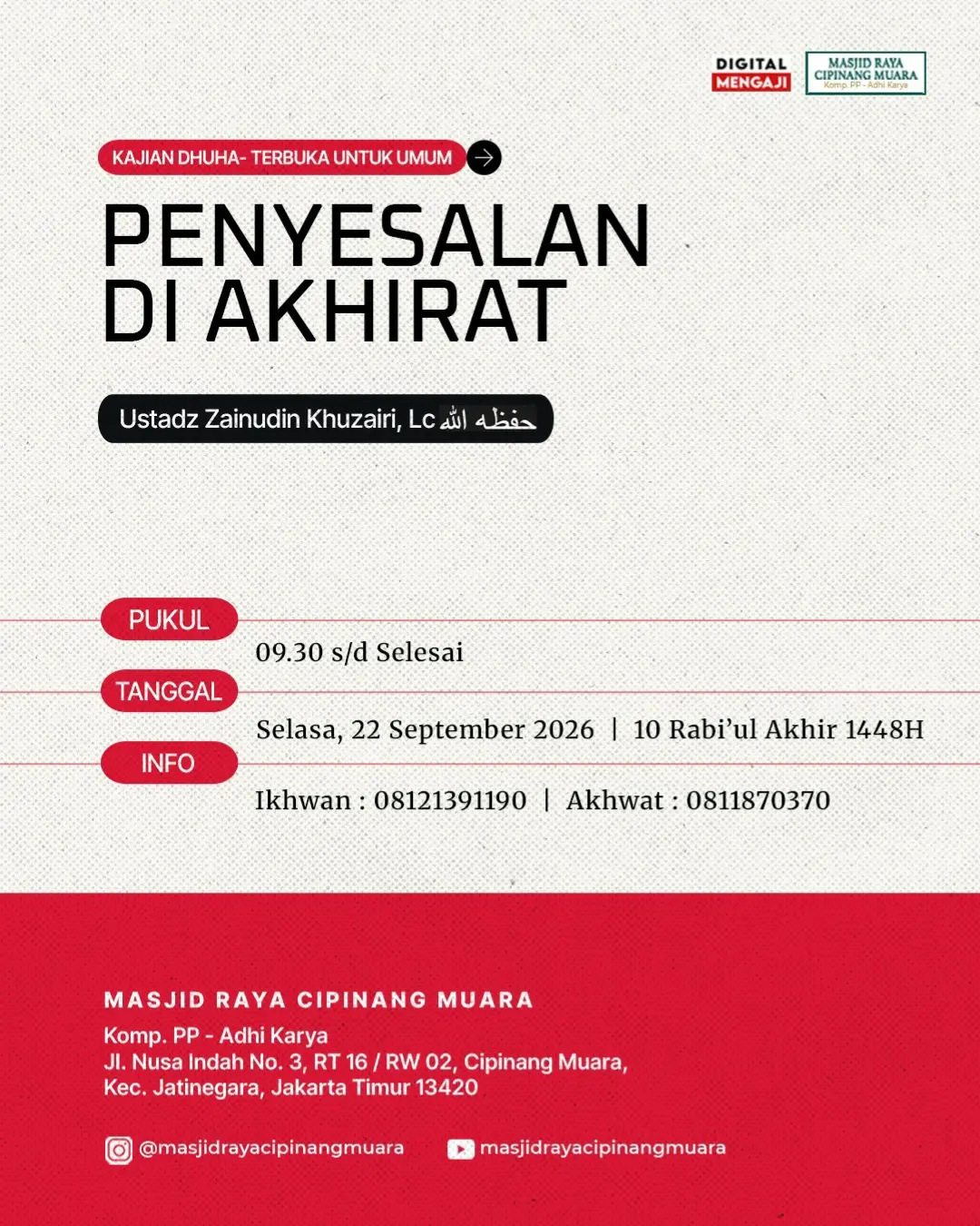 Poster asli dari @masjidrayacipinangmuara