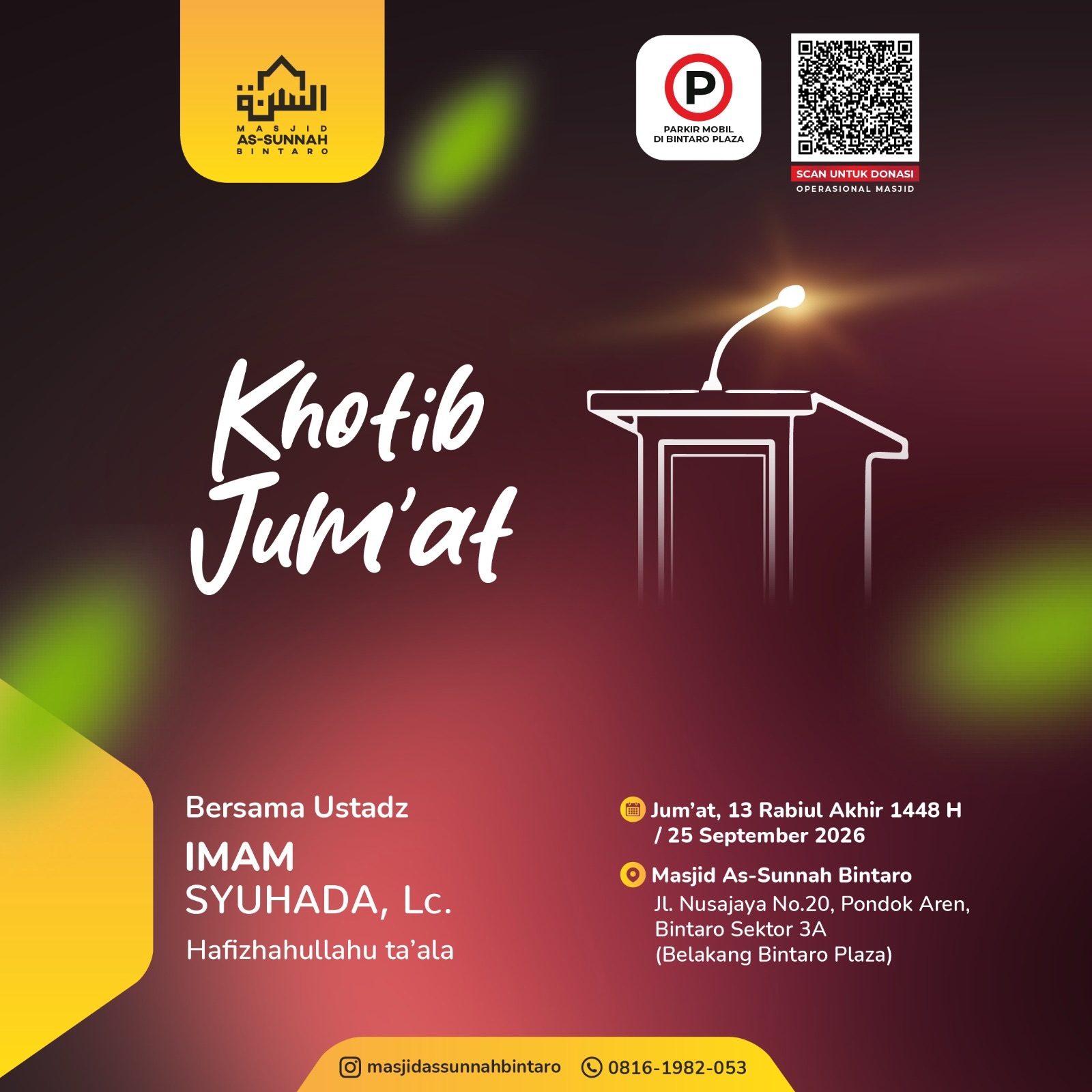 Poster asli dari @masjidassunnahbintaro
