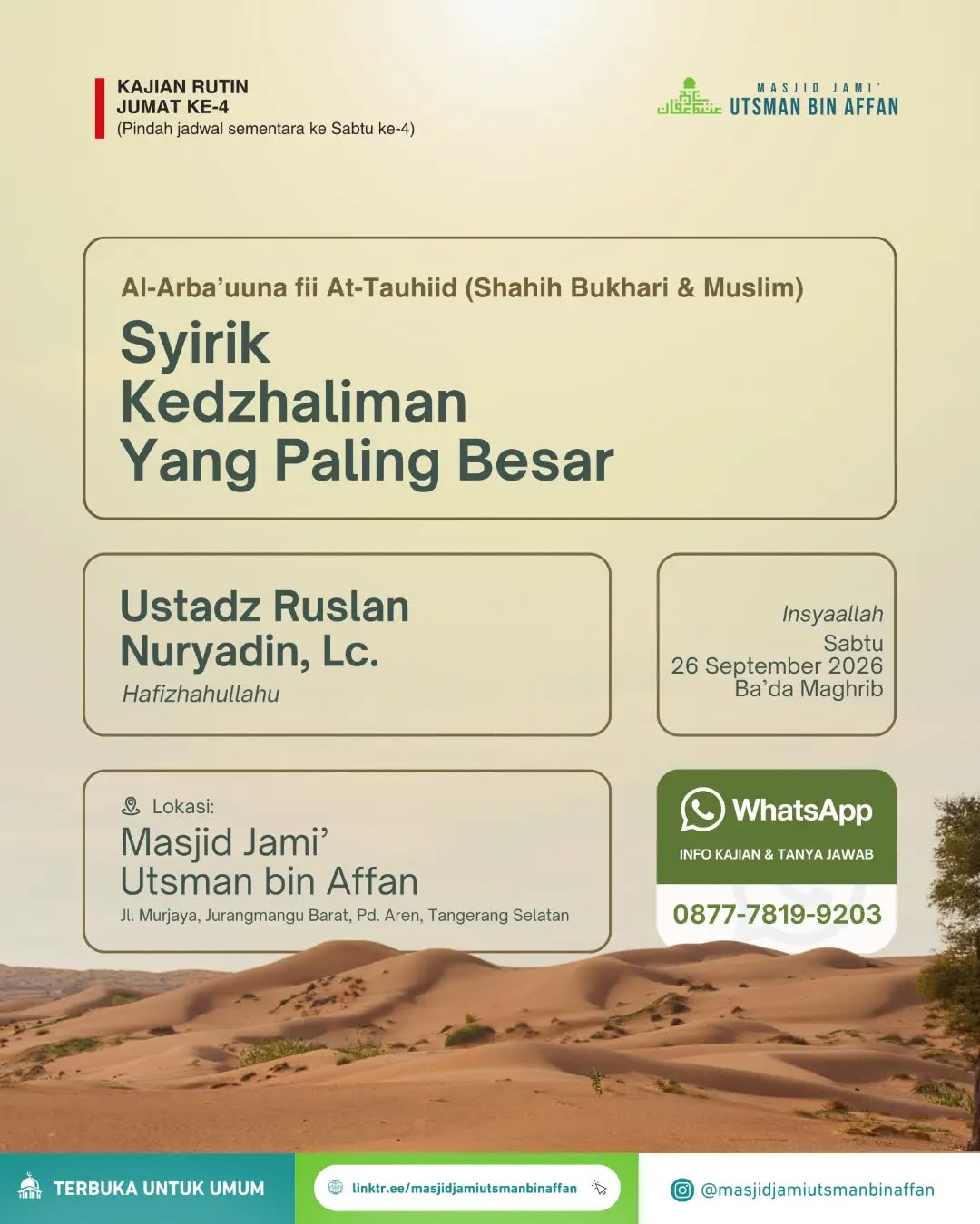 Poster asli dari @masjidjamiutsmanbinaffan