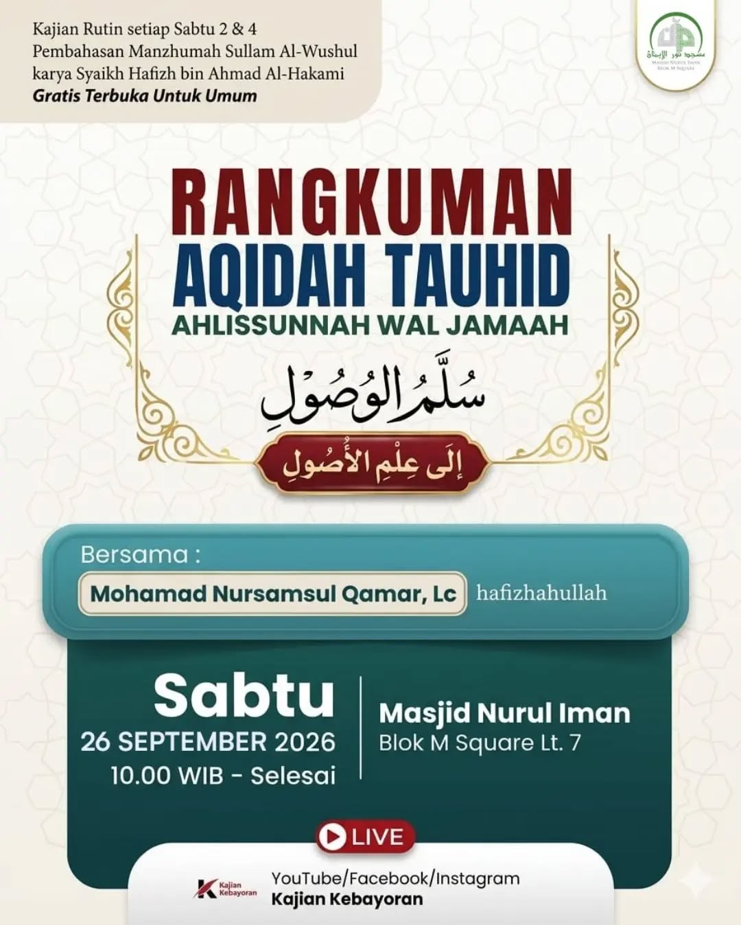 Poster asli dari @masjidnuruliman