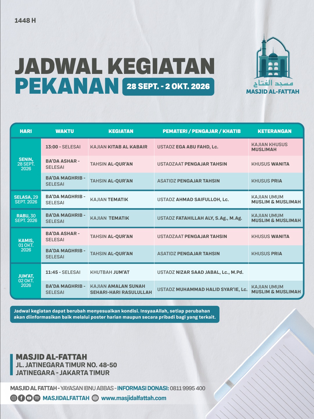 Poster asli dari @masjidalfattah