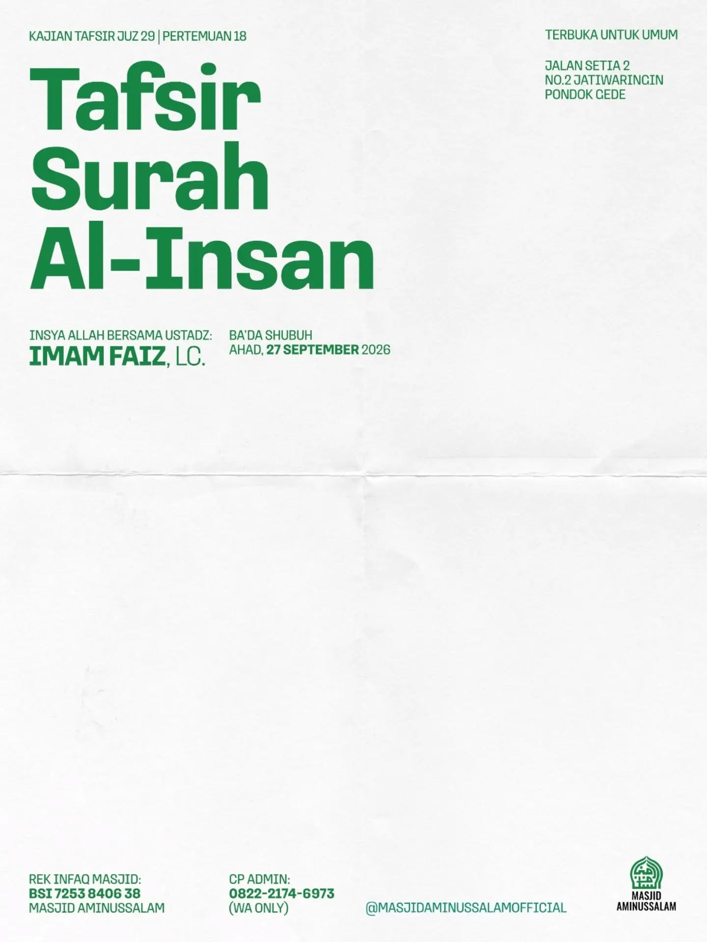 Poster asli dari @masjidaminussalamofficial