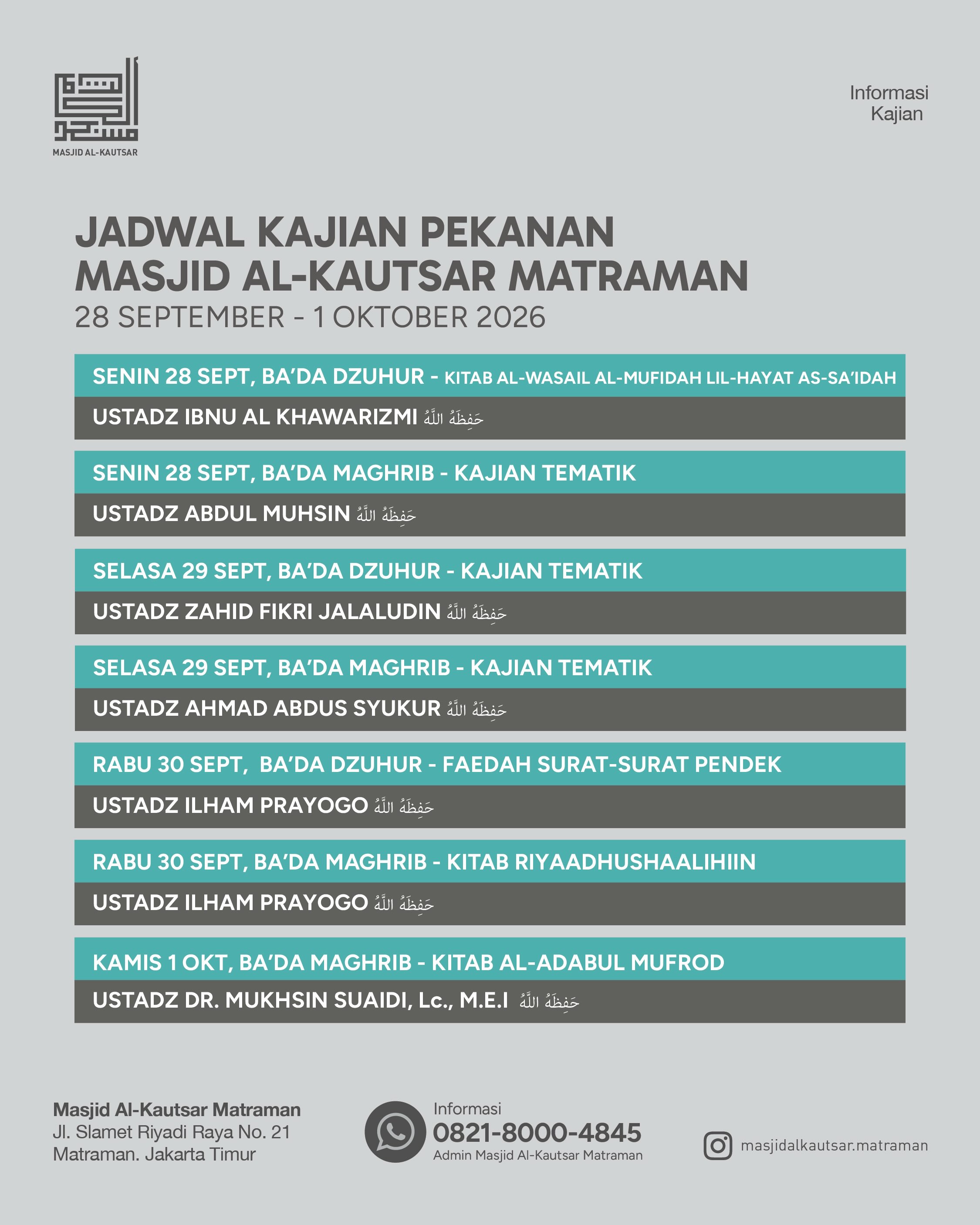 Poster asli dari @masjidalkautsar.matraman