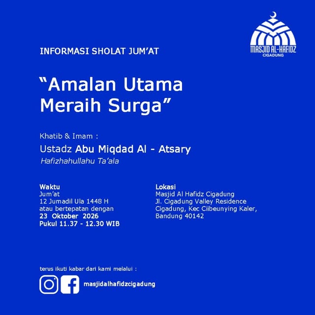 Poster asli dari @masjidalhafidzcigadung