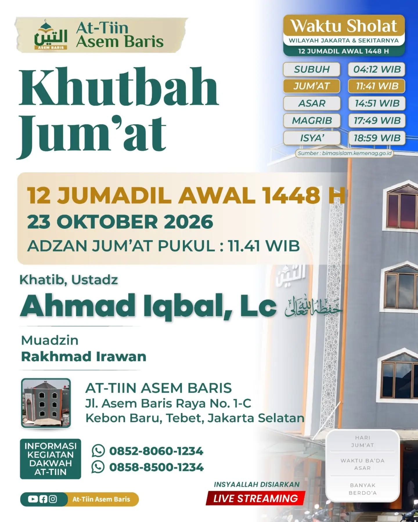 Poster asli dari @masjidattiinasembaris