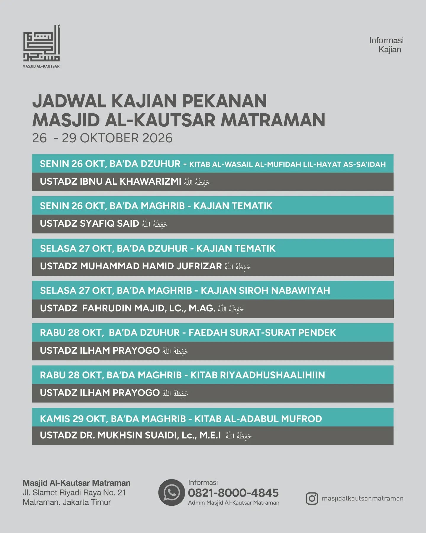 Poster asli dari @masjidalkautsar.matraman