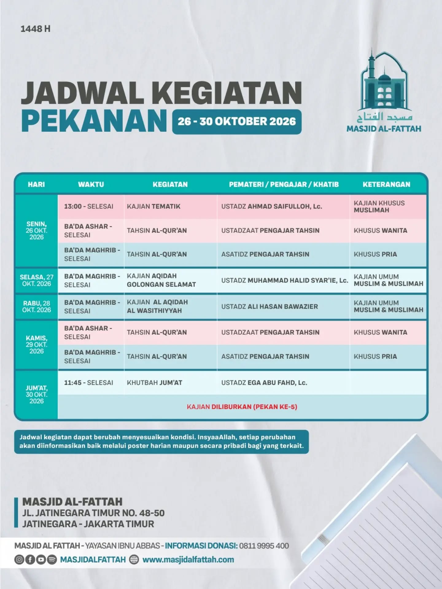 Poster asli dari @masjidalfattah