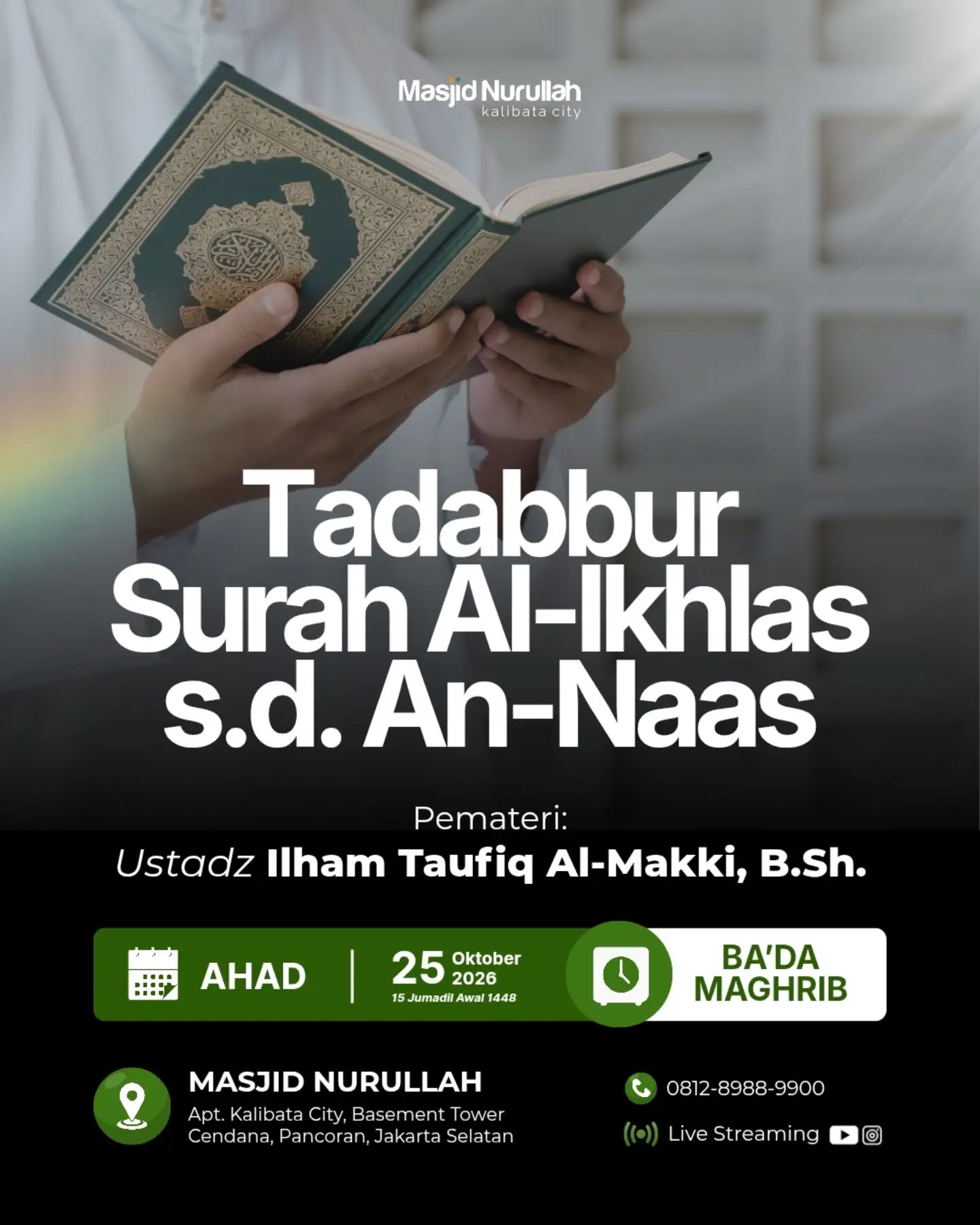 Poster asli dari @masjidnurullahkalibatacity