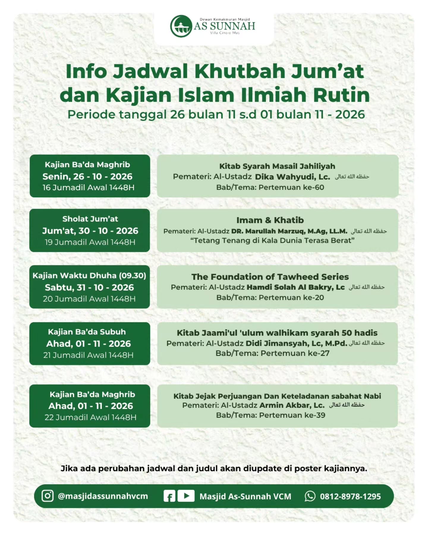 Poster asli dari @masjidassunnahvcm