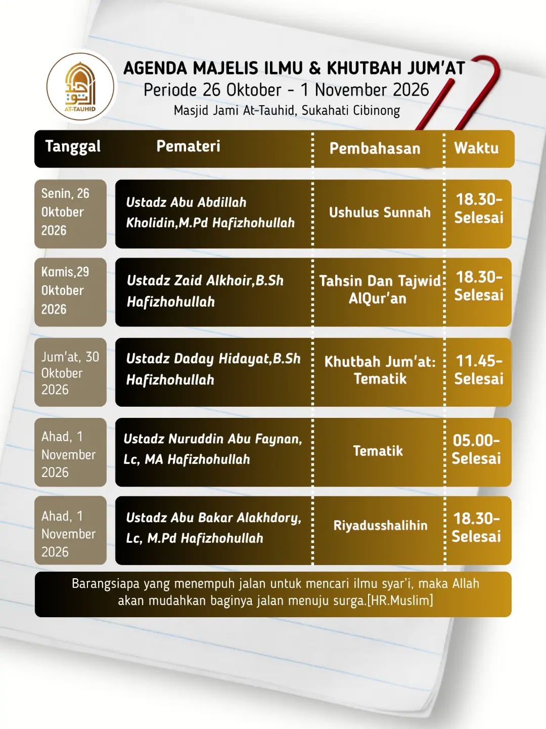 Poster asli dari @masjid.attauhid1
