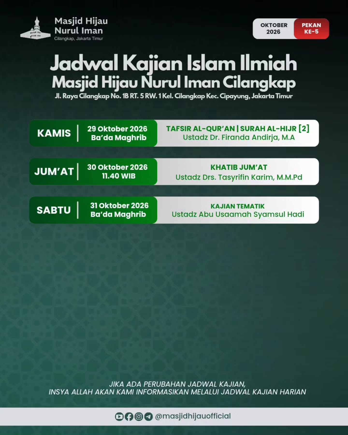 Poster asli dari @masjidhijauofficial