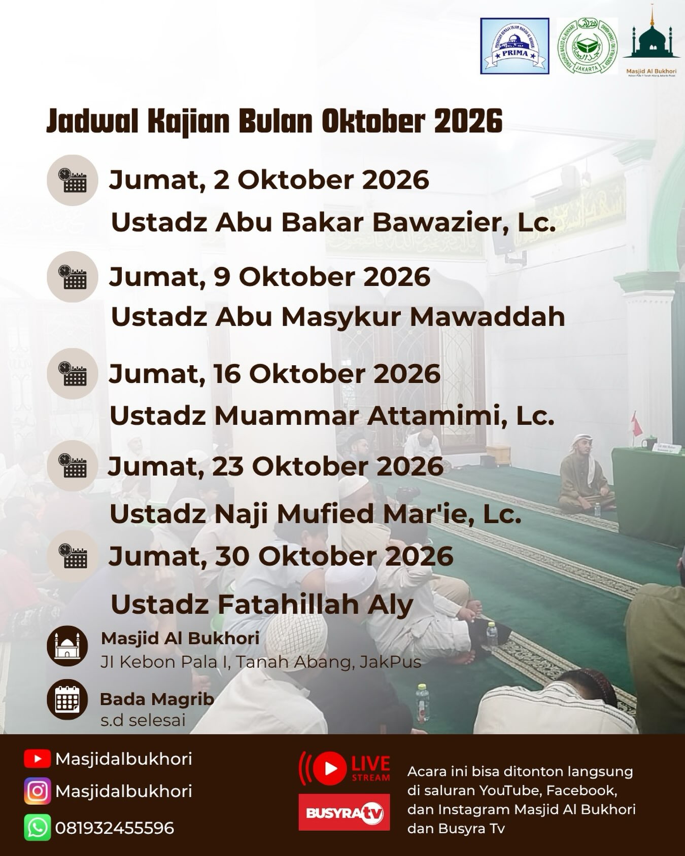 Poster asli dari @masjidalbukhori