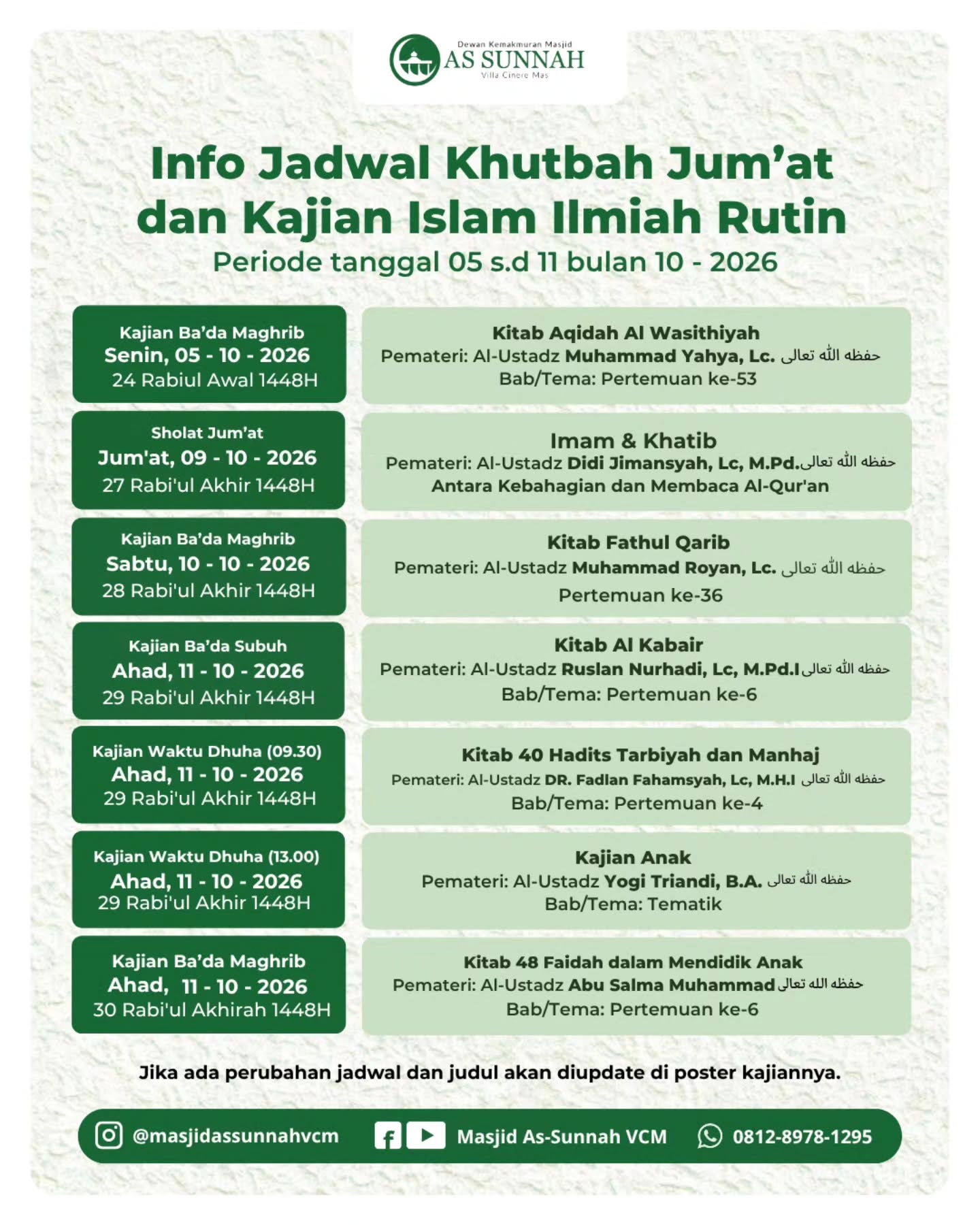 Poster asli dari @masjidassunnahvcm