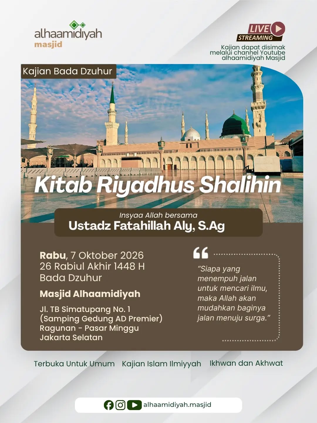 Poster asli dari @alhaamidiyah.masjid