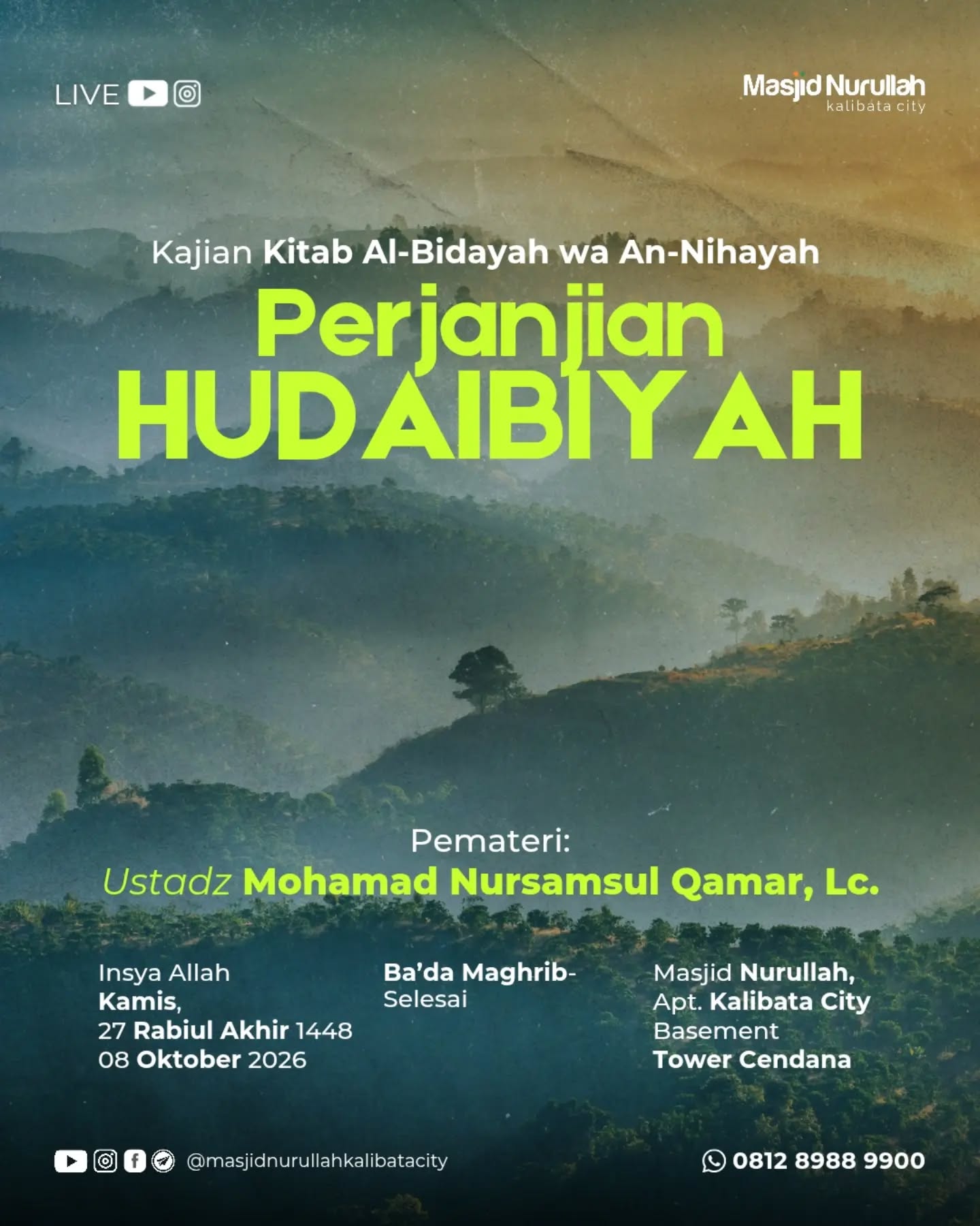 Poster asli dari @masjidnurullahkalibatacity