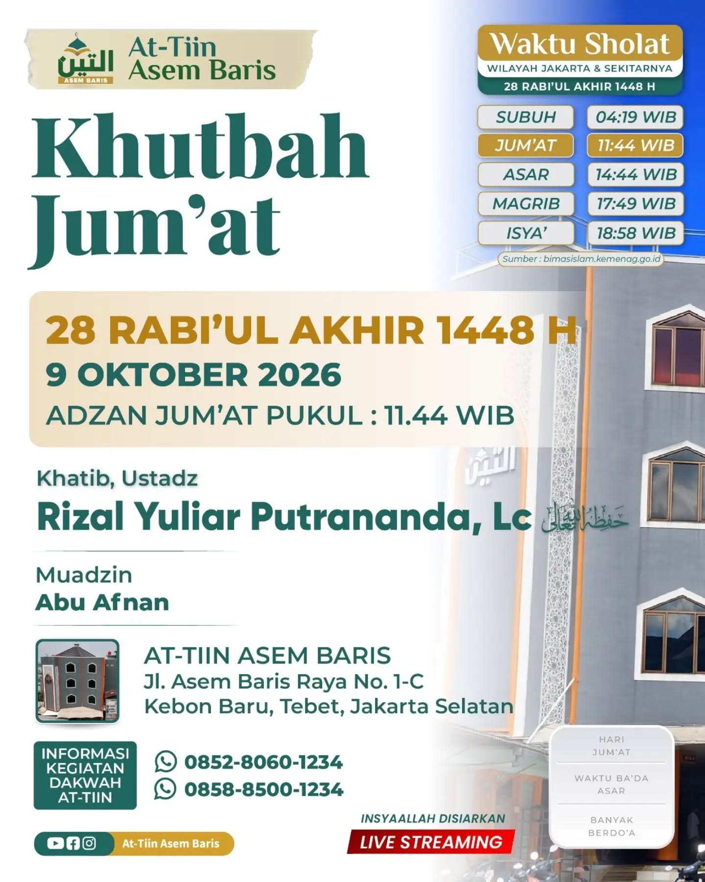 Poster asli dari @masjidattiinasembaris