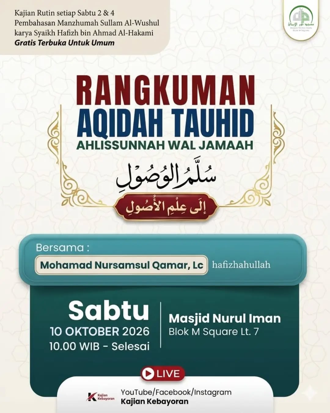 Poster asli dari @masjidnuruliman