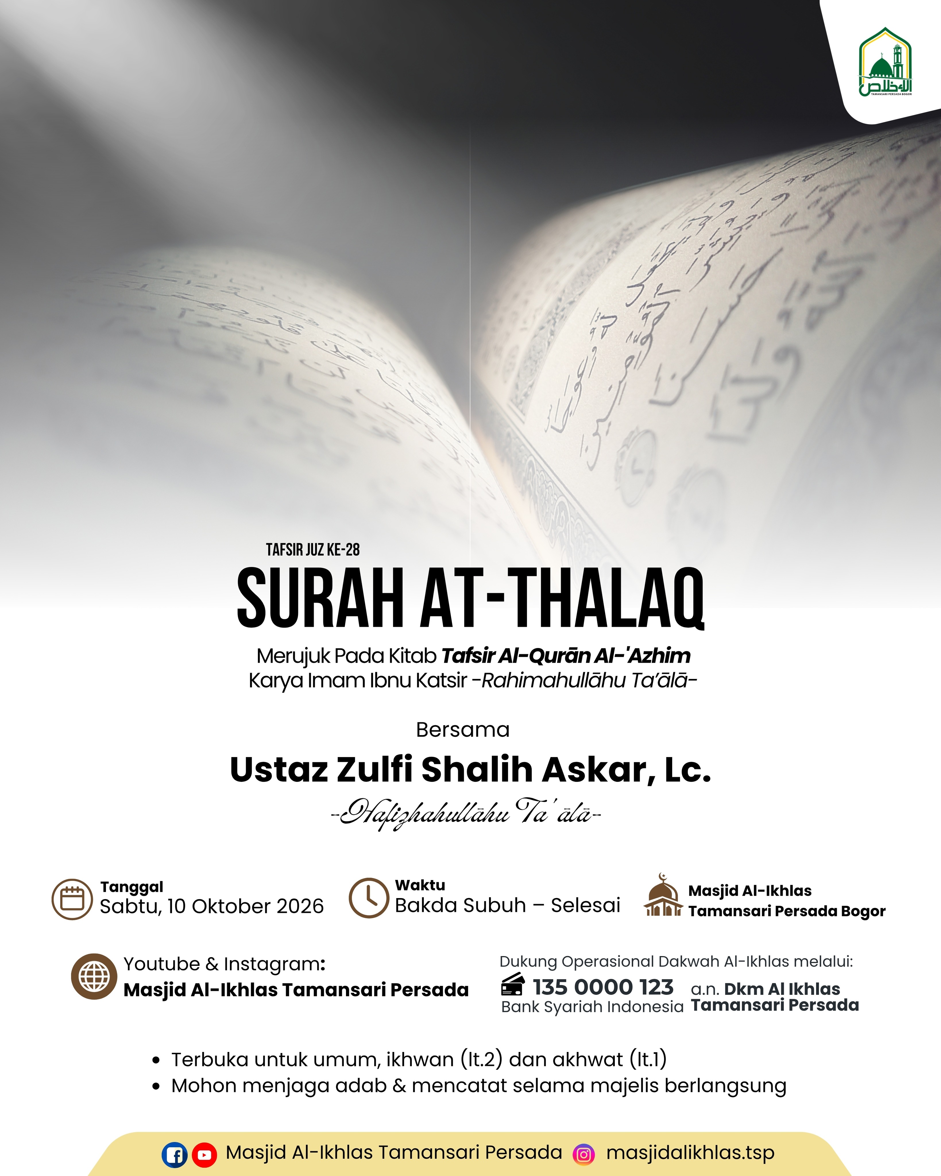 Poster asli dari @masjidalikhlas.tsp