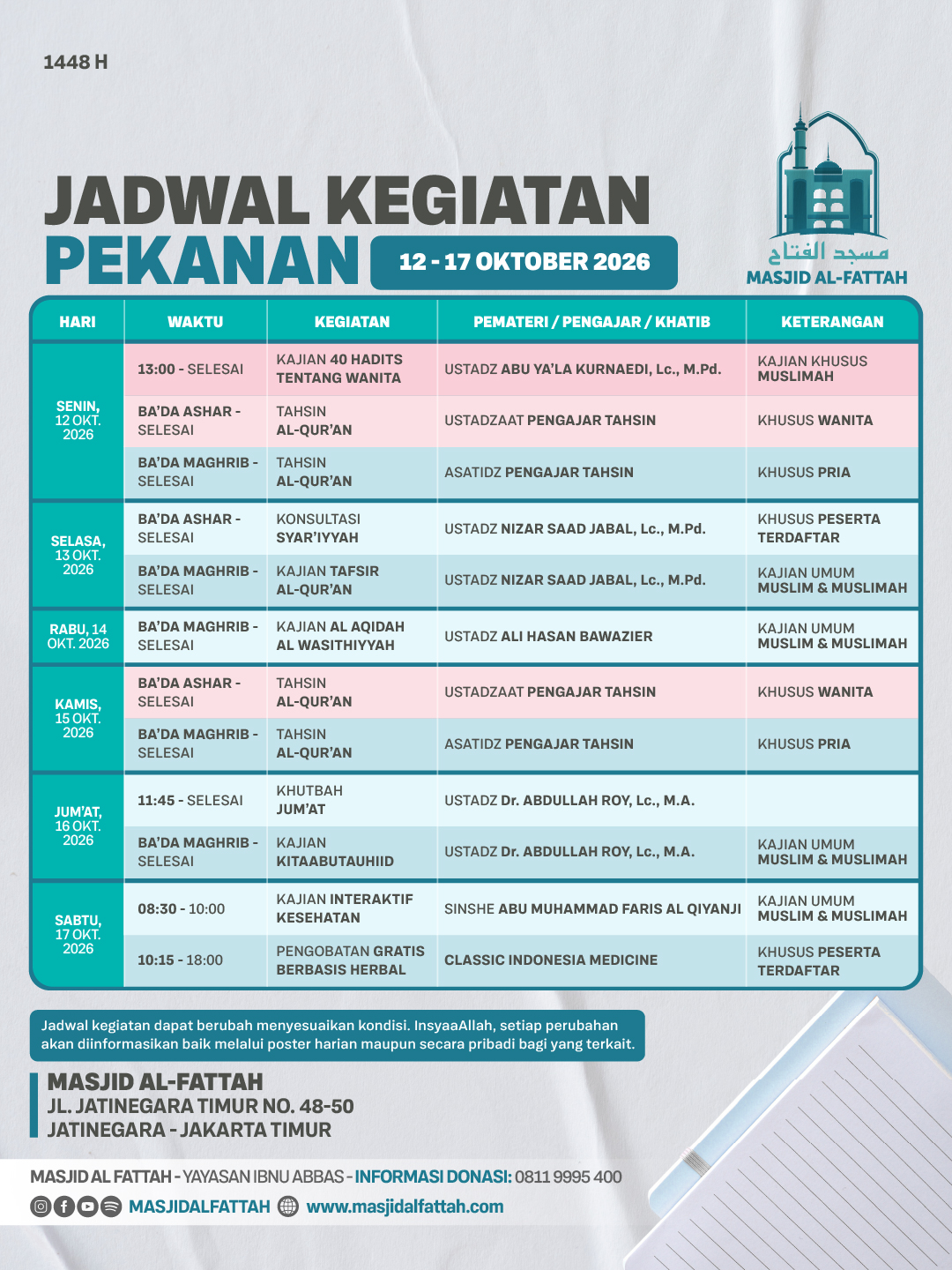 Poster asli dari @masjidalfattah