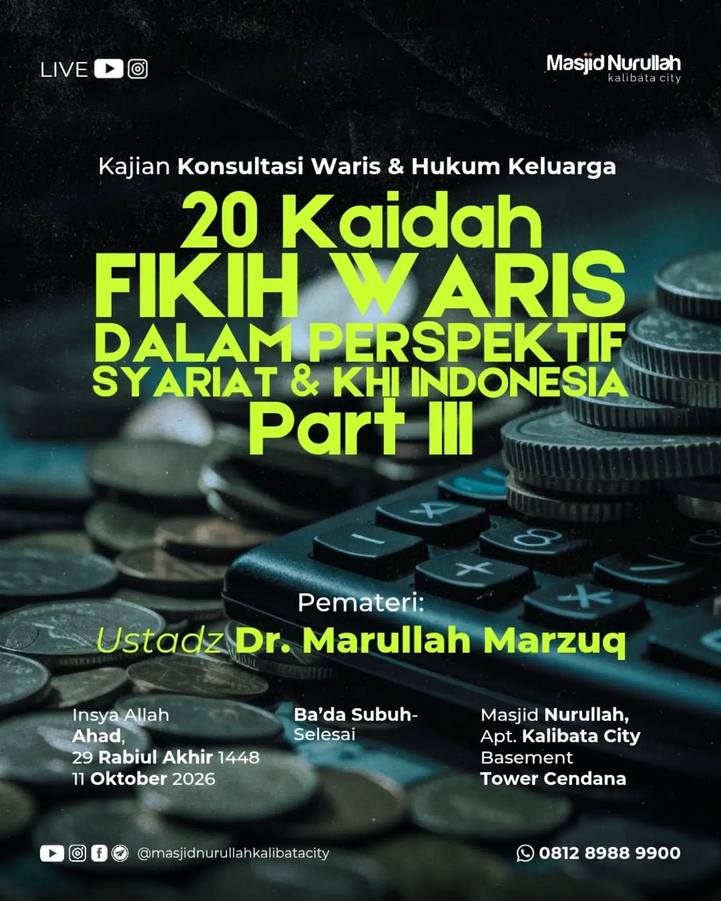 Poster asli dari @masjidnurullahkalibatacity