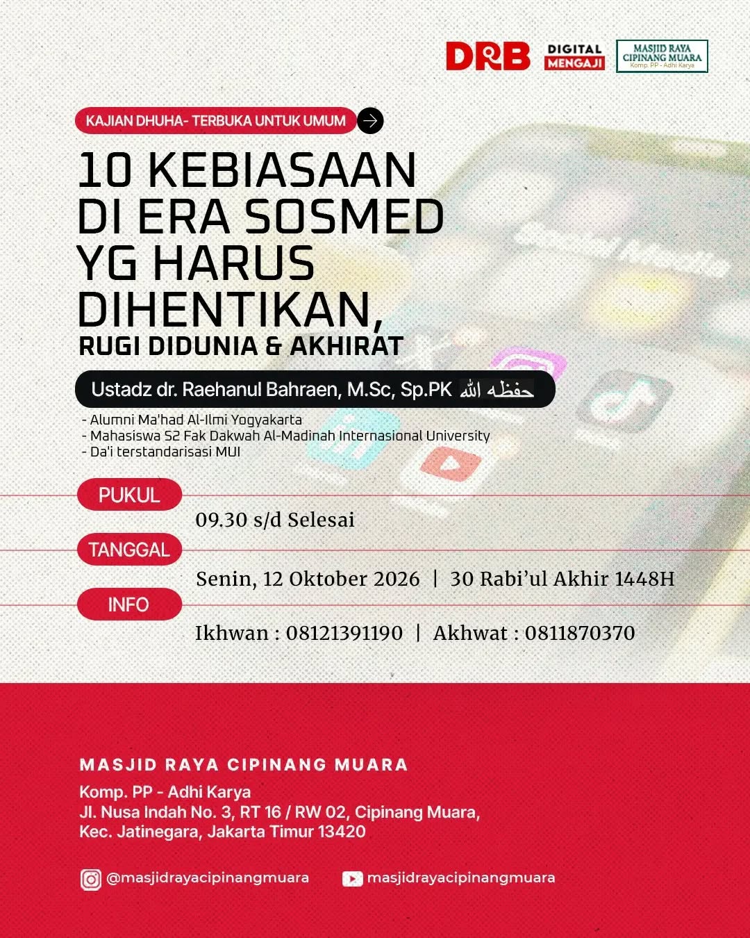 Poster asli dari @masjidrayacipinangmuara