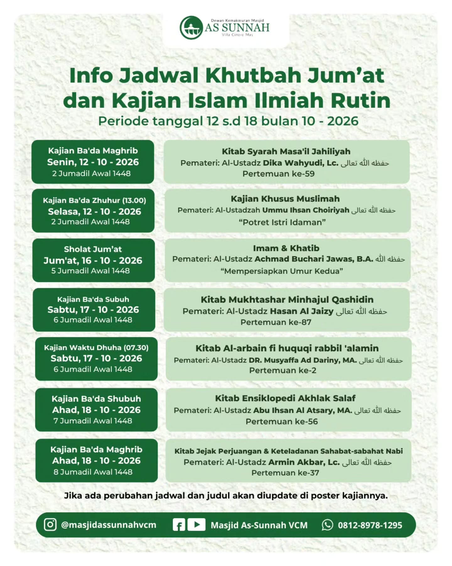 Poster asli dari @masjidassunnahvcm