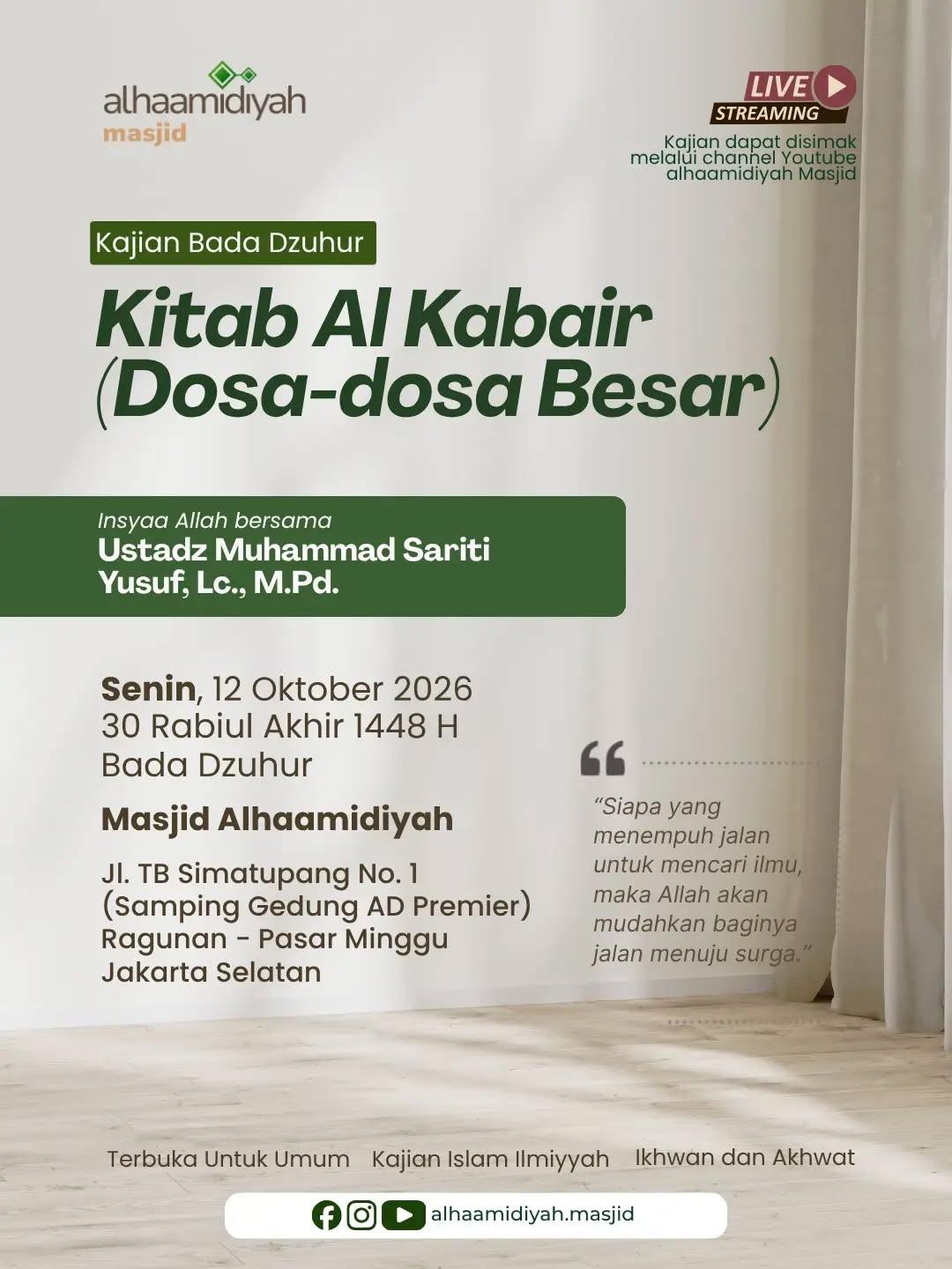 Poster asli dari @alhaamidiyah.masjid