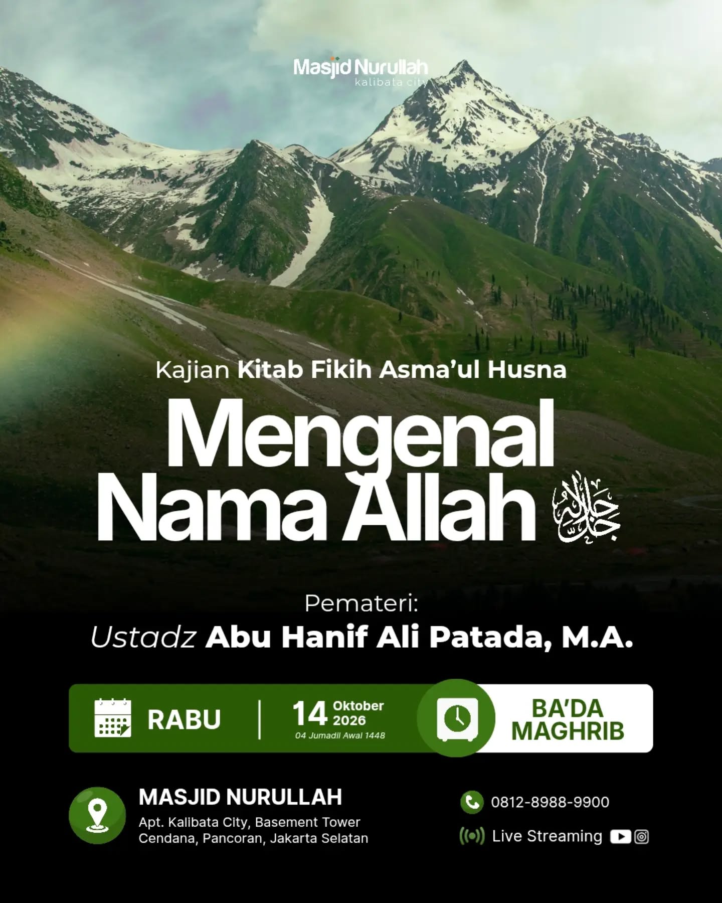 Poster asli dari @masjidnurullahkalibatacity