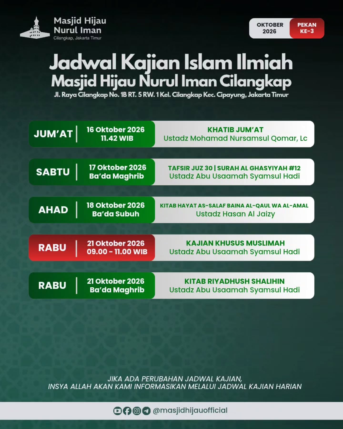 Poster asli dari @masjidhijauofficial