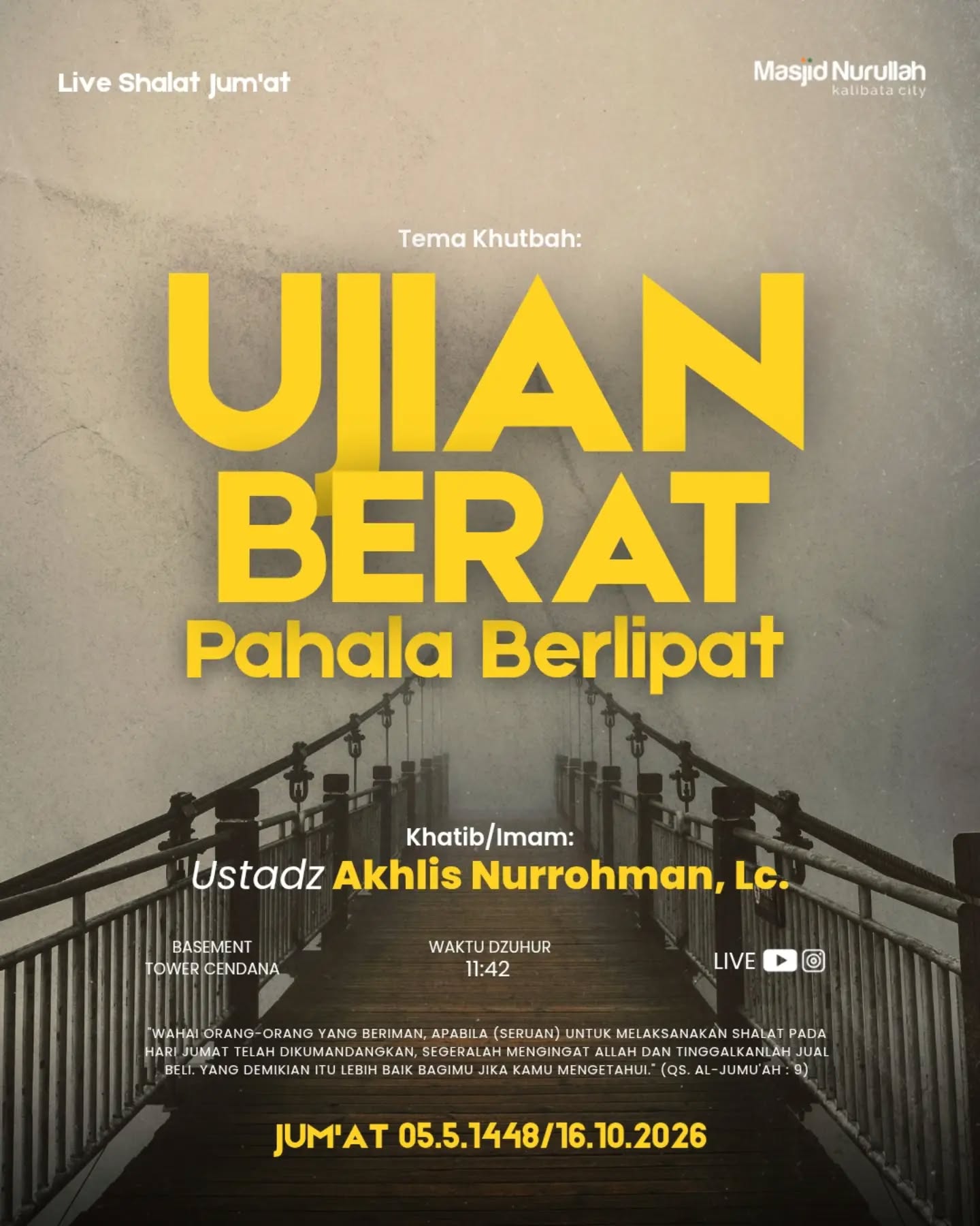Poster asli dari @masjidnurullahkalibatacity