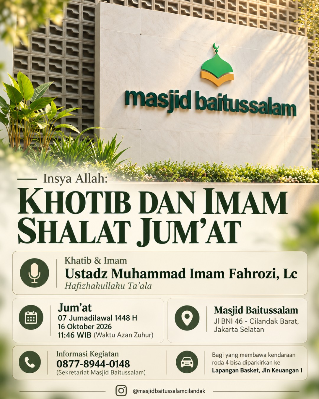 Poster asli dari @masjidbaitussalamcilandak