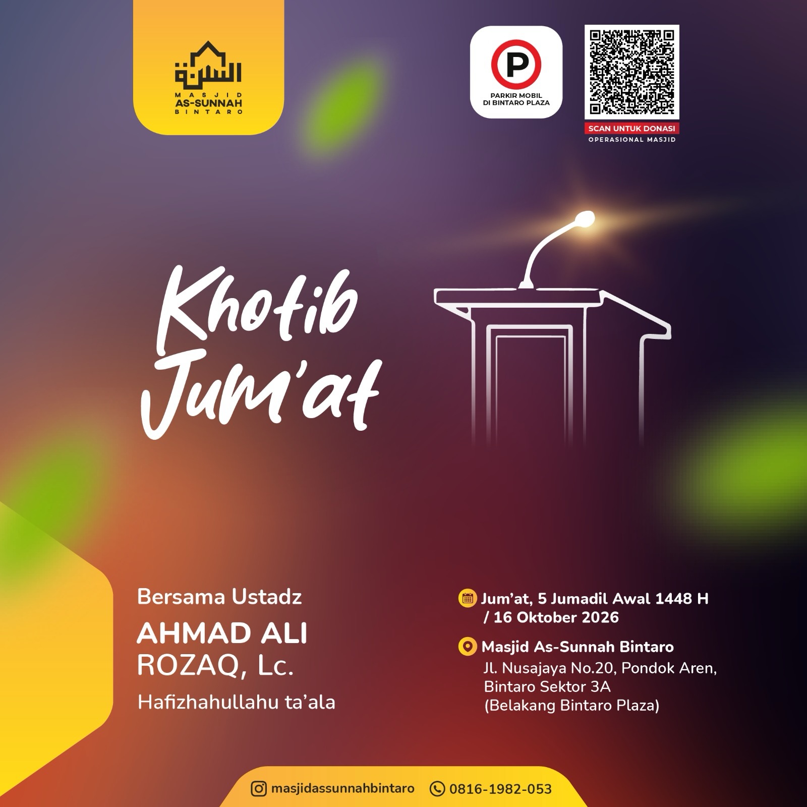 Poster asli dari @masjidassunnahbintaro