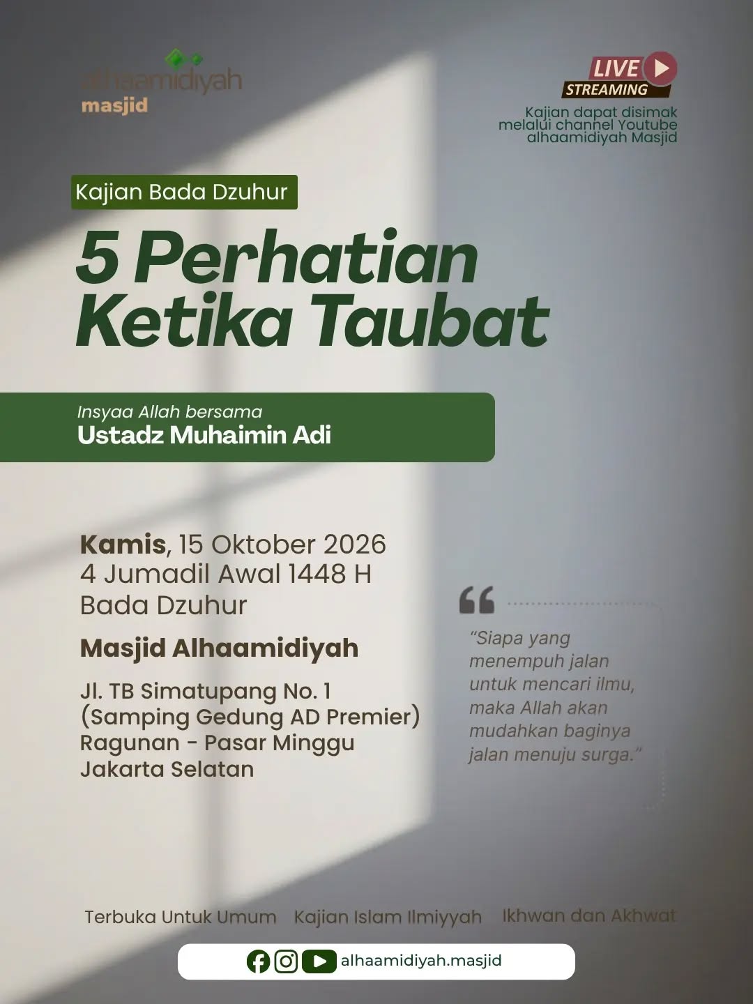 Poster asli dari @alhaamidiyah.masjid