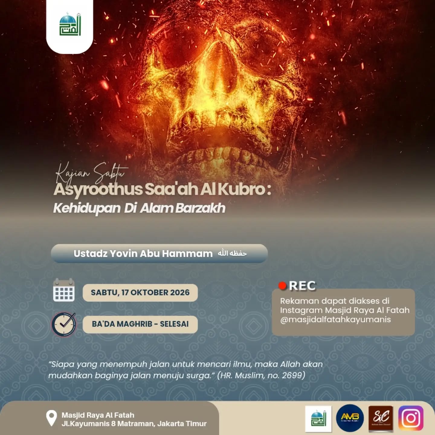 Poster asli dari @masjidalfatahkayumanis