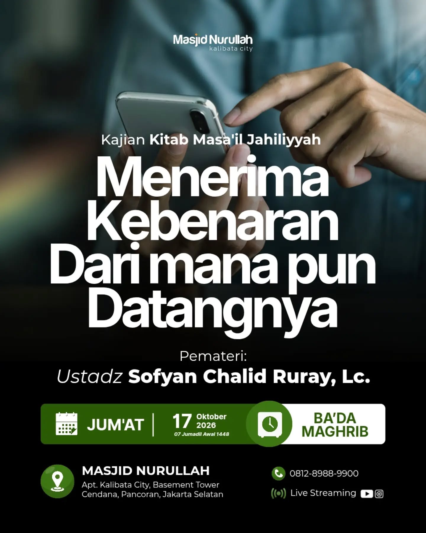 Poster asli dari @masjidnurullahkalibatacity
