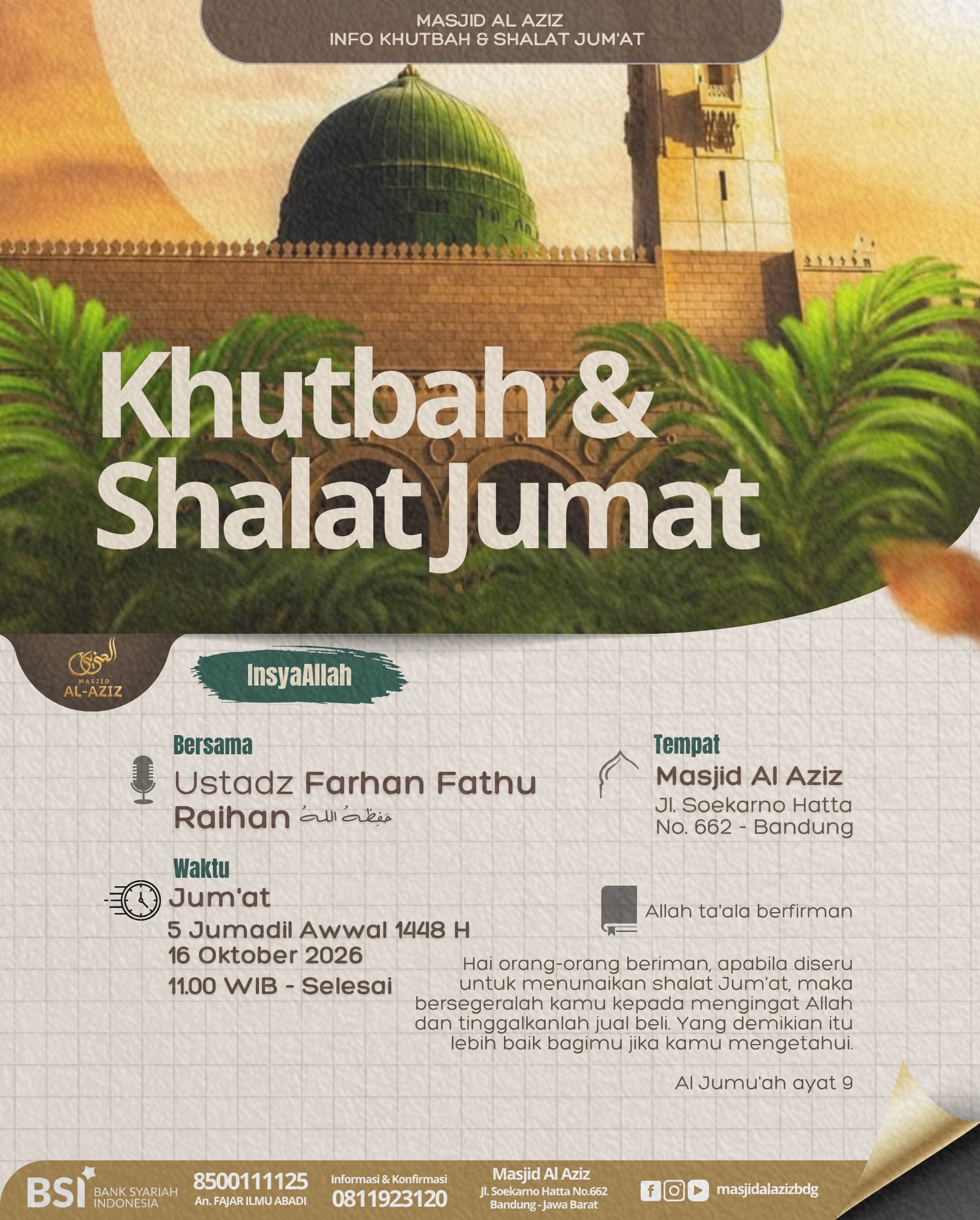 Poster asli dari @masjidalazizbdg